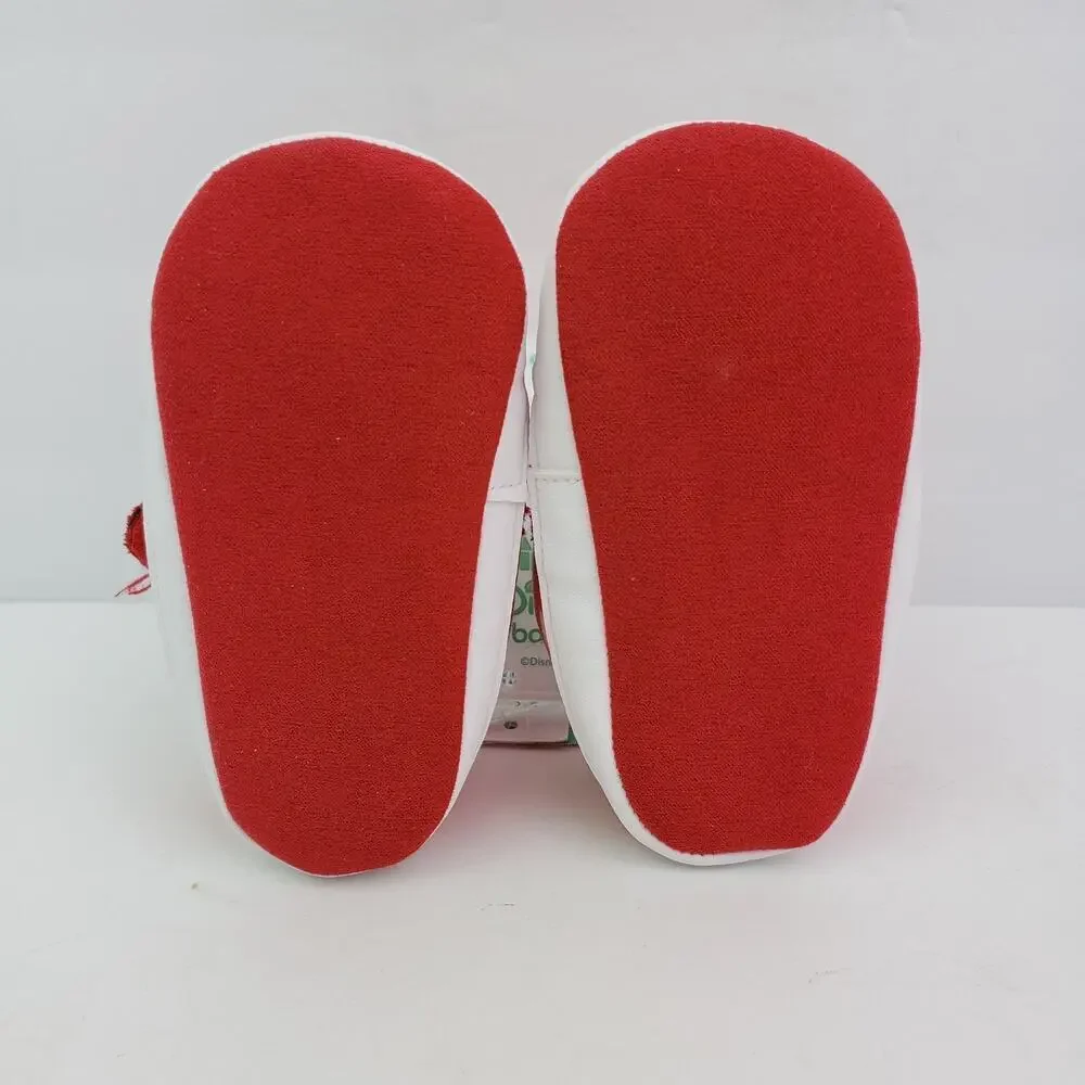 Disney Infant Baby Size 9-12 Months Red Pink Minnie Mouse Bow Slipper Shoes